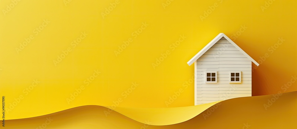 Aufkleber a symbolic representation of property investment on a stunning yellow paper set against a beautiful 
