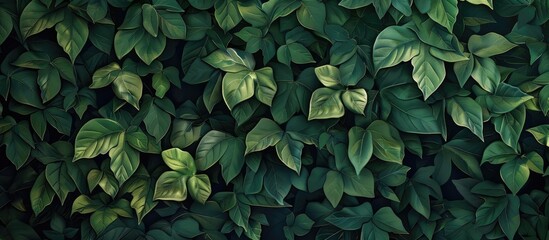 Background image featuring a rich green ivy pattern of Parthenocissus Virginia Creeper perfect for banners with space for text. Creative banner. Copyspace image