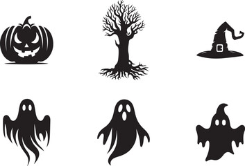 Happy Halloween icons in a variety of styles