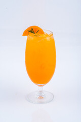 A smoothie orange juice. Beverage for summer on the white background.