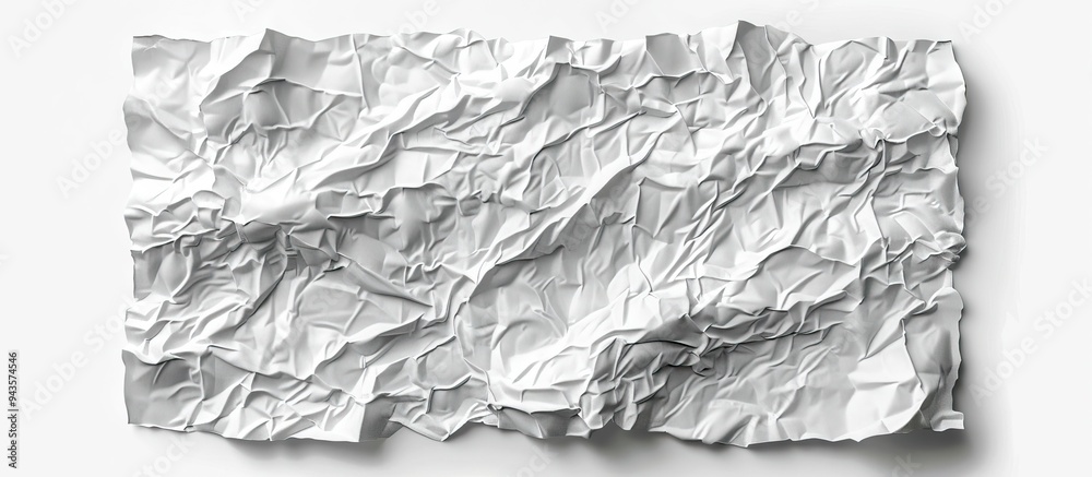 Poster Old crumpled white paper with realistic tears wrinkles and creases on a transparent background viewed from the top Suitable for digital designs or text with a grungy textured style Ideal for a copy sp