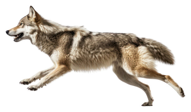 PNG Running wolf on white background