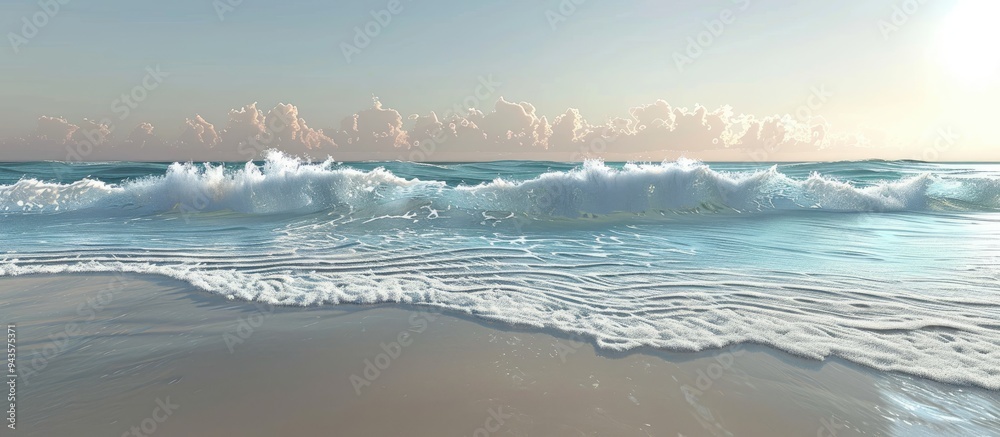 Leinwandbilder Beach s ocean waves create a serene pattern with a clear sky in the background ideal as a copy space image