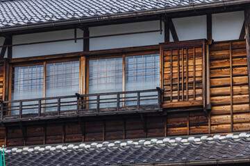 日本　岐阜県中津川市にある中山道の宿馬町、馬籠宿の町並み