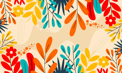 Flat abstract floral leaves background
