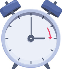 Classic alarm clock with a red arrow pointing down, symbolizing the passage of time