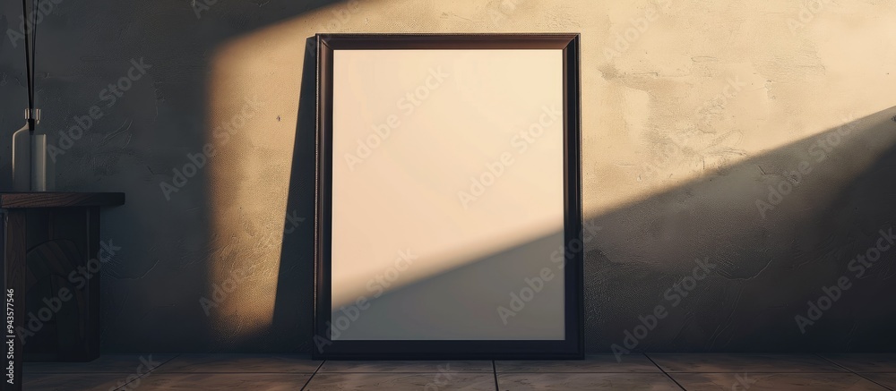 Poster High quality JPG photo featuring a customizable mockup of a blank frame with empty texture for copy space image