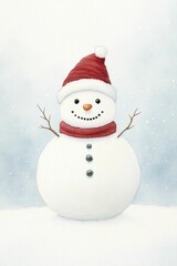 A cheerful watercolor snowman brings festive joy and a sense of togetherness during the holiday season.