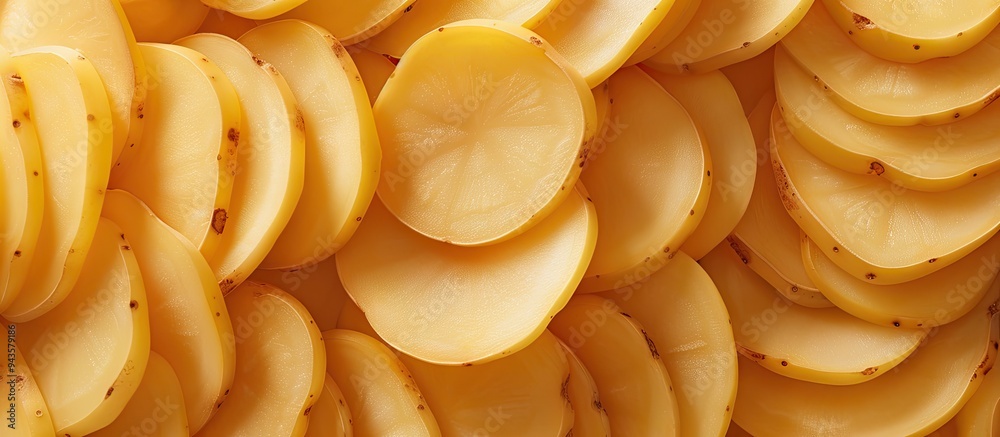 Aufkleber The artfully arranged potato slices create an appealing display with copy space image