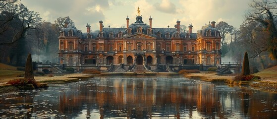 Obraz premium A Mystical Chateau Reflecting in a Still Pond