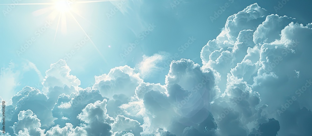 Aufkleber daytime sky with clouds and sunshine creating a serene copy space image