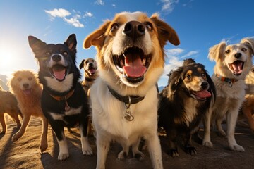 Happy Group of Dogs Posing for a Photo