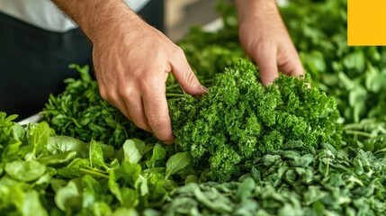 Fresh Green Herbs in Hand
