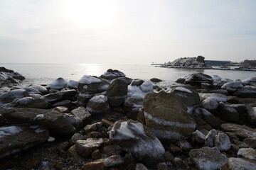 Seaside scenery in winter