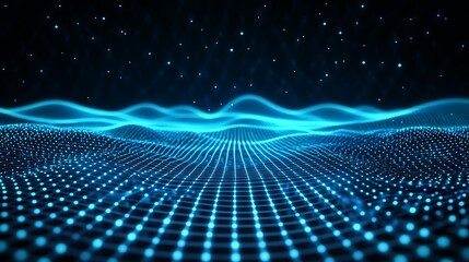 Fototapeta premium Vibrant Digital Waves of Light Creating a Stunning Abstract Background