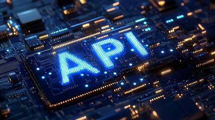 Obraz premium API Signage Illuminating a Complex Circuit Board Design