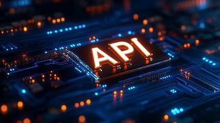 Fototapeta premium API Signage Illuminating a Complex Circuit Board Design