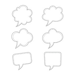 Monochrome hand draw vector speech boobles set .