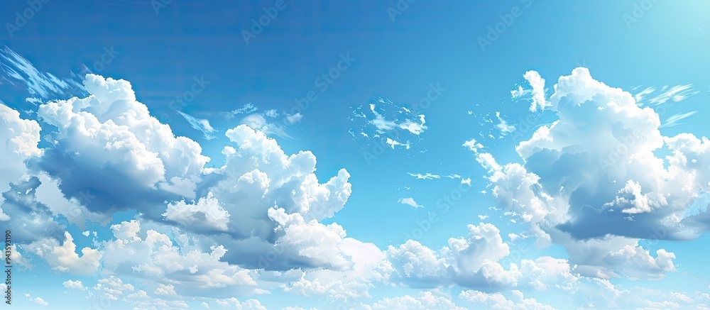 Aufkleber Beautiful wispy clouds on a blue sky background create a nature abstract with a captivating copy space image for design
