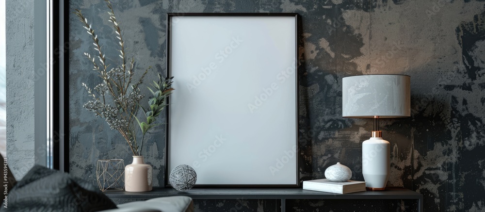 Aufkleber High quality JPG photo featuring a customizable mockup of a blank frame with empty texture for copy space image