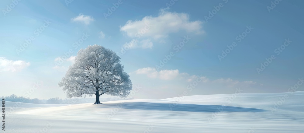 Leinwandbilder snow covered landscape with a lone lenga tree creating a serene scene with a vast empty horizon perf