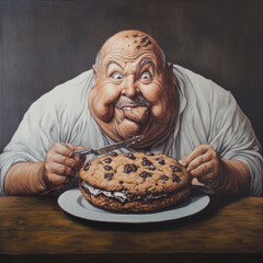 person eat an big cooke 