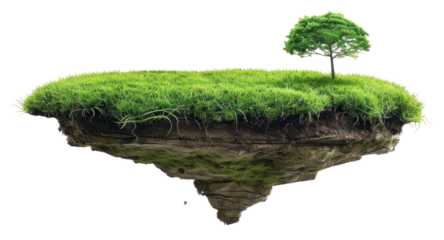 PNG Floating island with lush tree