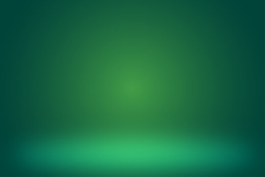 Abstract green gradient studio room background, 3d empty soft smooth blur backdrop like in a room with spot lights shining on the floor or on the stage, vector illustration design for product display 