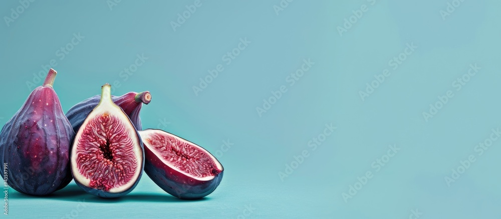 Aufkleber ripe figs displayed on a blue backdrop with copy space image