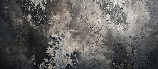 Monochrome abstract background with a grungy rough texture in shades of gray and black suitable for art or design projects with copy space image