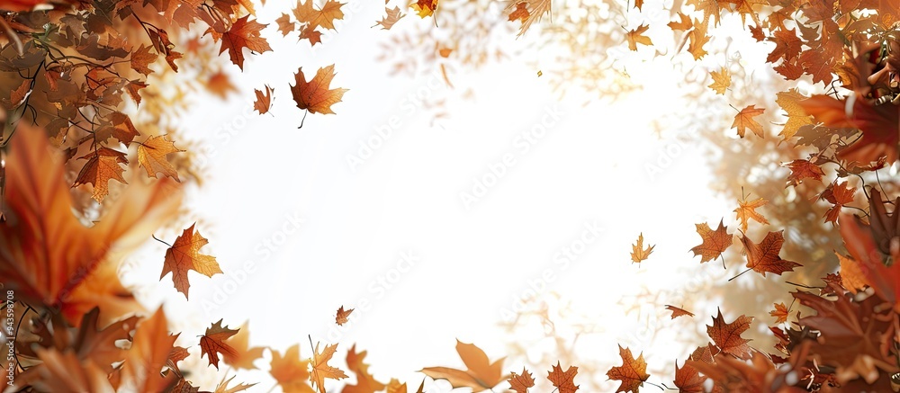 Poster frame filled with autumn leaves providing copy space image