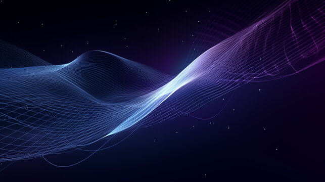 Purple And Blue Wave In Dark Night Sky