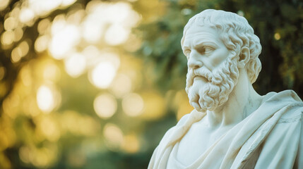 Fototapeta premium A white marble statue of Socrates, the ancient greek philosopher
