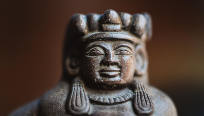 Stone statue of h Mayan or Aztec god. Mythology concept. Ancient sculpture.