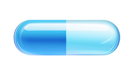A vibrant blue capsule representing health and wellness. Ideal for medical and pharmaceutical themes. Isolated on transparent background.