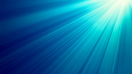 Blue rays of light background, vector illustration. Abstract blue glow on a dark blue gradient background with sun beams and rays. Design element for a banner or poster.