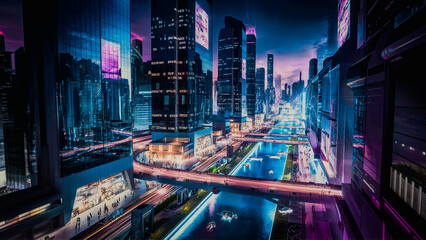 Futuristic Cityscape at Night 