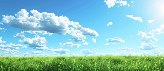 Fototapeta premium Summer sky and white clouds create a picturesque scene with vast copy space image