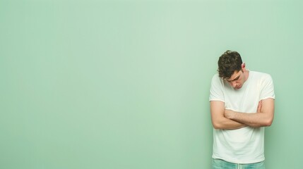 Man sad depressed background young unhappy isolated adult man head stress face expression person background. The concept of a man who can't cope with stress, a burden on men.