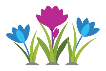 Spring Bloom Illustration: Crocuses and Hyacinths in a Light, Airy Style