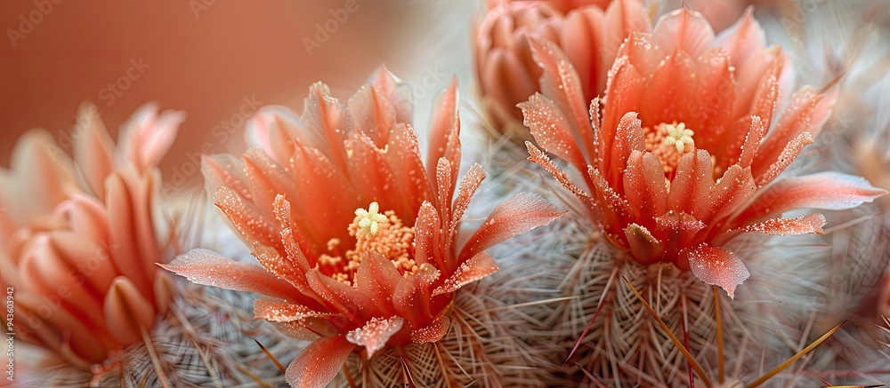 Aufkleber macro image of stunning cactus flowers for wallpaper with ample copy space image