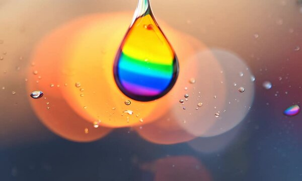 Colorful, iridescent water drop. Generative AI