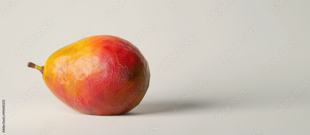 Aufkleber vibrant ripe mango with yellow flesh stands out against a clean white background in an appetizing co