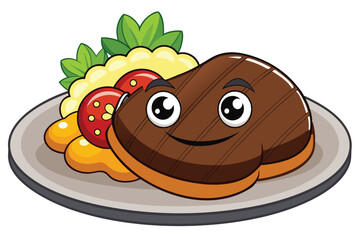 Grilled Steak with a Side of Mashed Potatoes G.eps