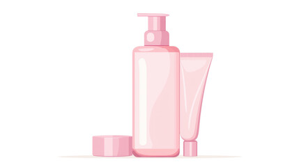 Elegant pink cosmetic container for skincare products. Perfect for beauty and wellness advertising or personal care promotions. Isolated on transparent background.