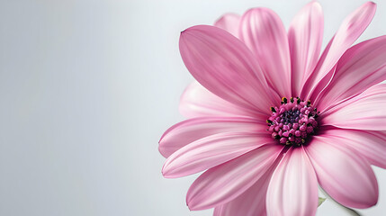 A Pink Flower Blooms Against a Soft White Background,  Beauty in Nature's Simplicity