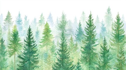 Obraz premium Serene pine forest flat design top view nature scenery theme watercolor Complementary Color Scheme