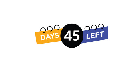 45 days left Countdown number banner templates. time icon. Vector Illustration 
