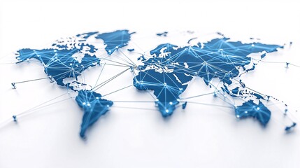 Abstract blue network lines connecting across a stylized world map