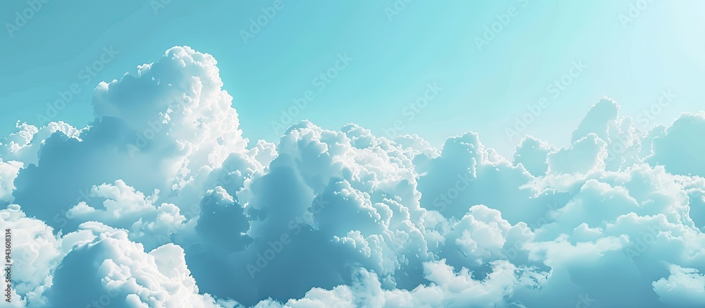 Poster A serene light blue sky with white fluffy clouds provides a perfect copy space image